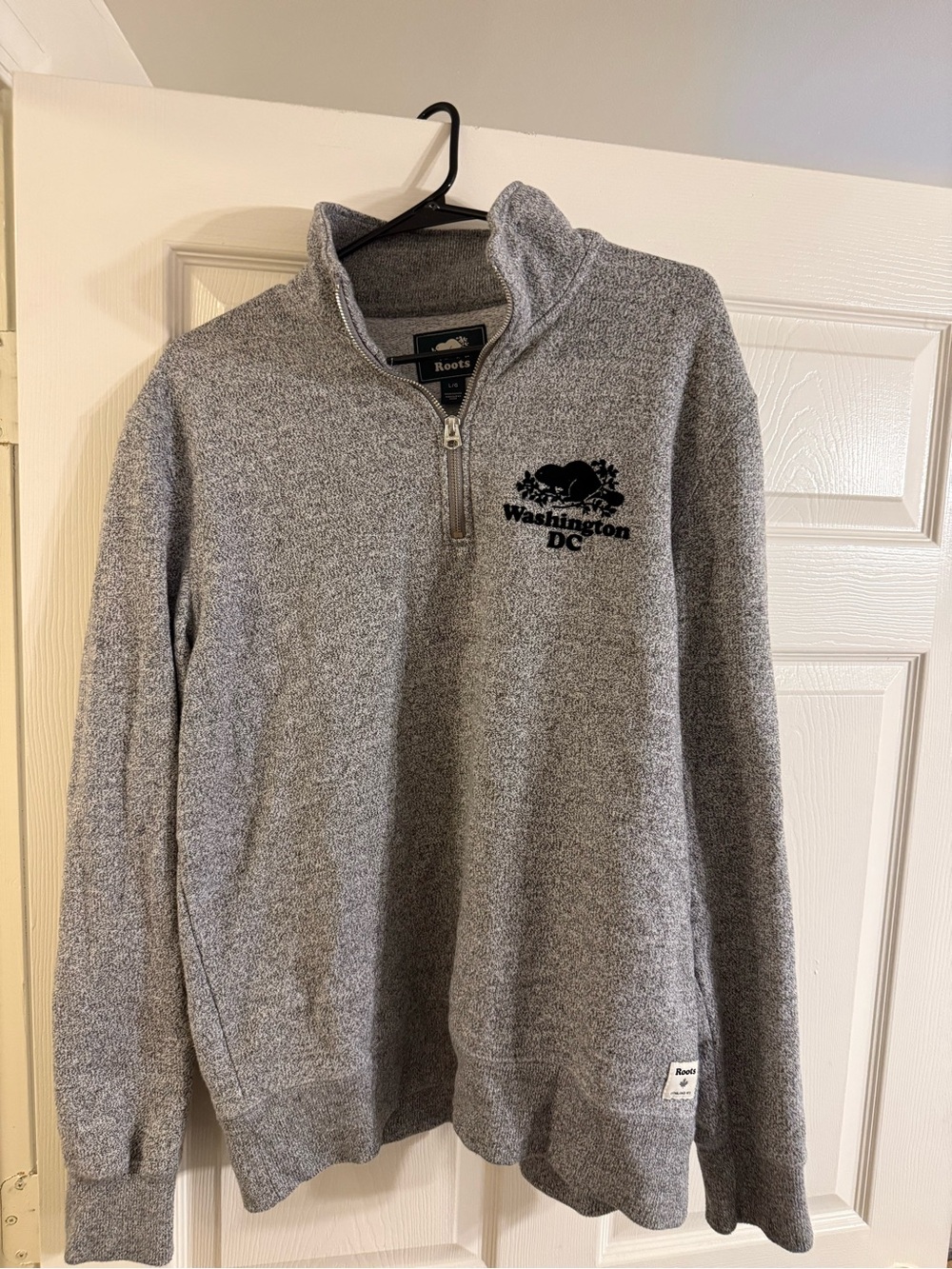 Roots Men's Gray Quarter-Zip Washington DC Sweater